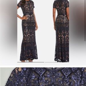 Navy Adrianna Papell dress with skin colored lining- used once